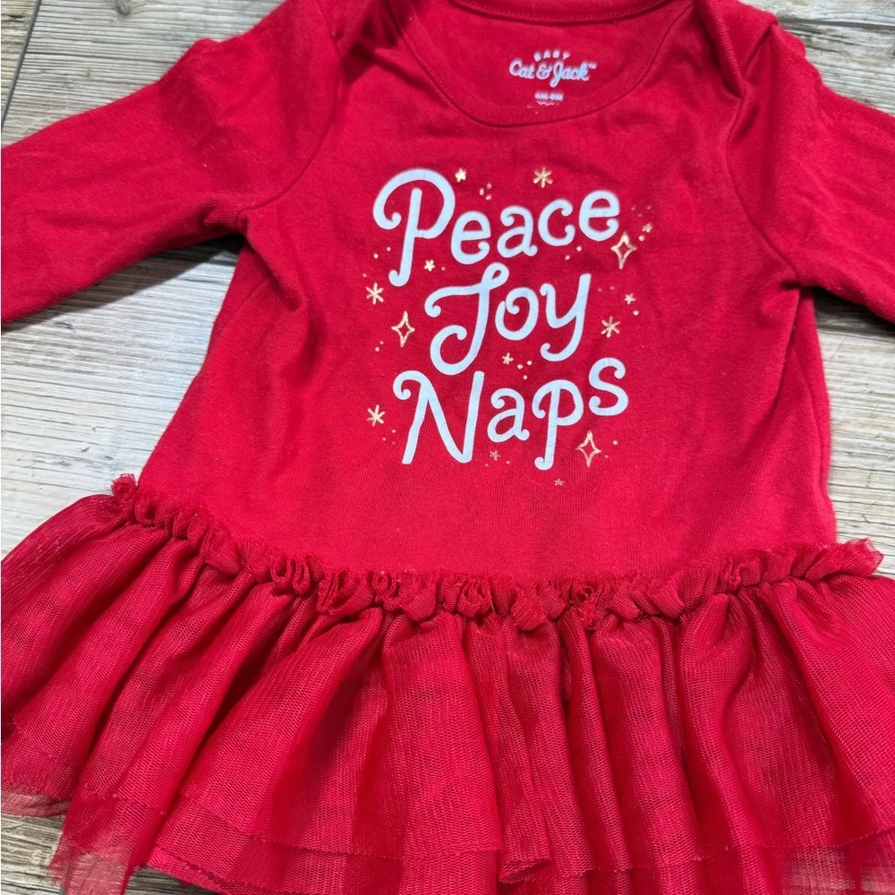Cat & Jack | Baby Girl Red Long Sleeve Tutu Bodysuit | 6-9M